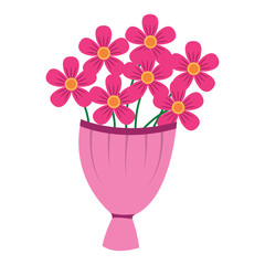 decorative bouquet flowers decoration romantic vector illustration