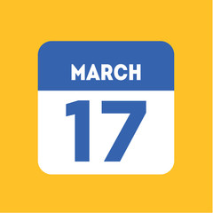March 17 calendar icon flat. Saint Patrick's Day. Color vector