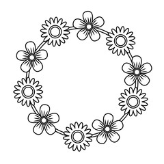 floral wreath flowers decoration ornament vector illustration thin line