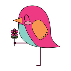 nice bird holding flower sweet animal vector illustration