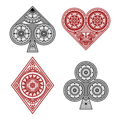 Four Ornate Poker Suits