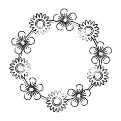 Fototapeta na wymiar floral wreath flowers decoration ornament vector illustration sketch image