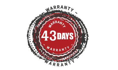Fototapeta na wymiar 43 days warranty icon vintage rubber stamp guarantee