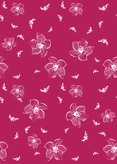 Spring Seamless Pattern on a Red Background