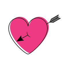 cute heart in love with arrow decoration vector illustration