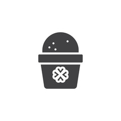 Saint Patrick's day cupcake vector icon. filled flat sign for mobile concept and web design. Cupcake with clover simple solid icon. Symbol, logo illustration. Pixel perfect vector graphics