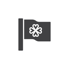 Flag with clover vector icon. filled flat sign for mobile concept and web design. St. Patrick Day flag simple solid icon. Symbol, logo illustration. 