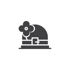 Hat with clover vector icon. filled flat sign for mobile concept and web design. Bucket Cap with flower simple solid icon. Symbol, logo illustration. Pixel perfect vector graphics