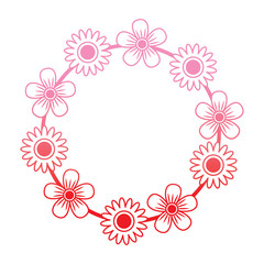 floral wreath flowers decoration ornament vector illustration degrade color line
