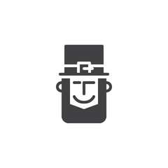 Leprechaun head with hat vector icon. filled flat sign for mobile concept and web design. Happy Saint Patrick's Day simple solid icon. Symbol, logo illustration.