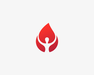 Person fire logotype. Human flame vector logo