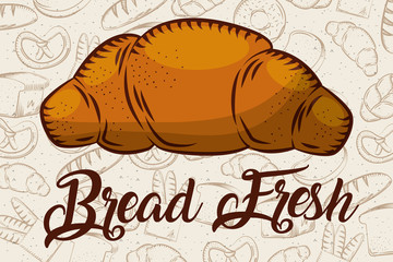 bread fresh croissant bakery background vector illustration