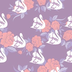 Swan lake seamless pattern - pink