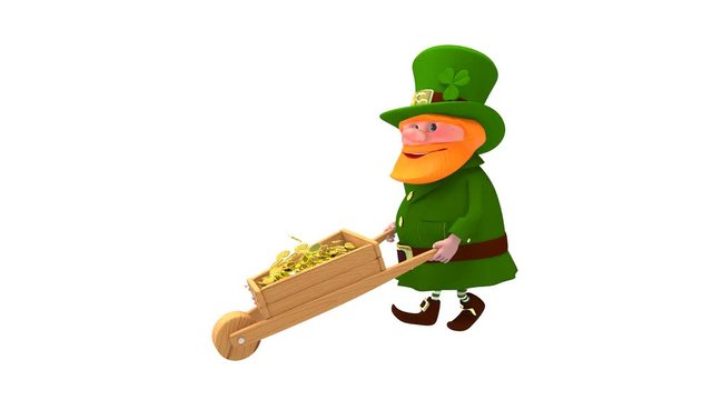 3D Animation of Saint Patrick and with Cart with Alpha Channel Looped Video Transparent Background