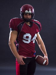 American Football Player isolated on gray