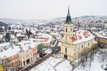 Naklejka premium Bird eye view of Szekszard at winter