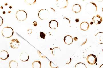 Spot from coffee on white paper as background