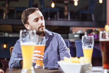 Meeting friends at the bar.