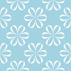 White floral seamless pattern on blue background