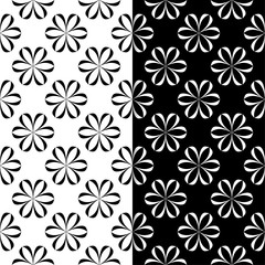 Black and white floral seamless patterns. Set of backgrounds