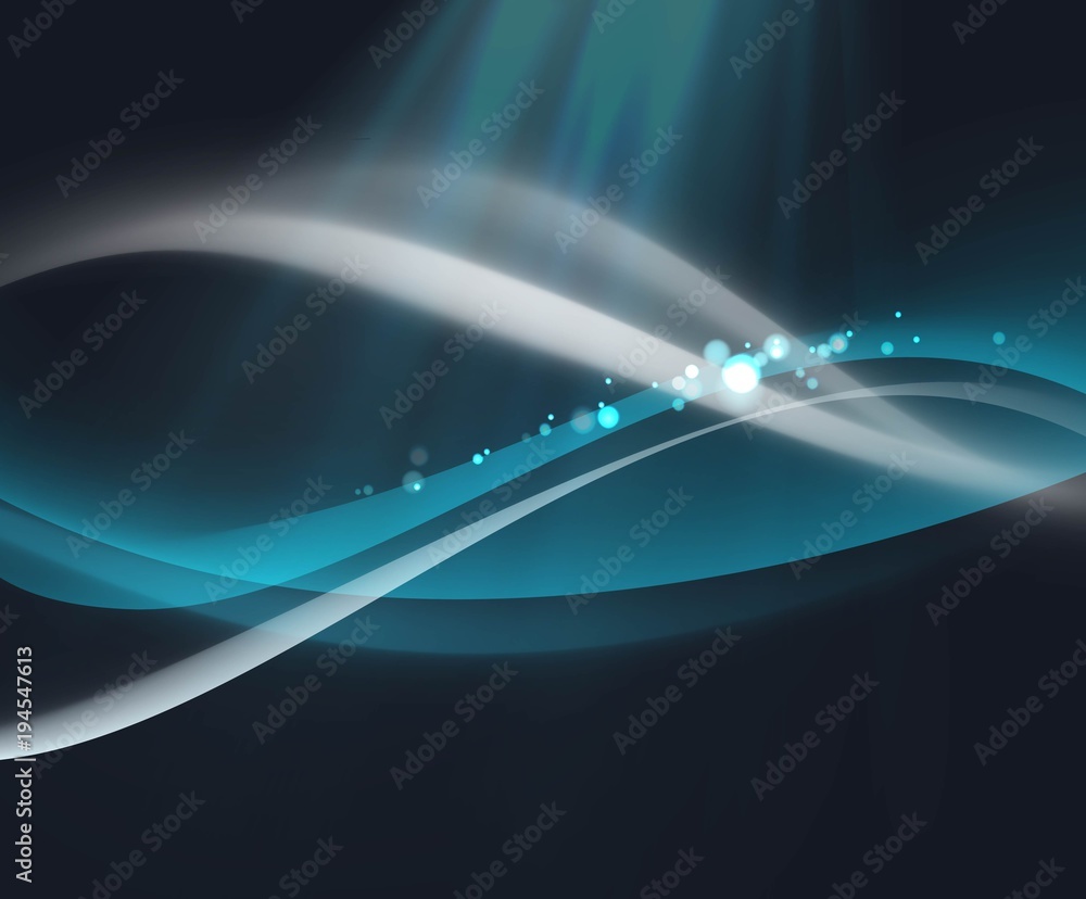 Wall mural bends and abstraction in the form of lines and light on a dark background