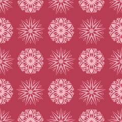 Floral seamless pattern on red background