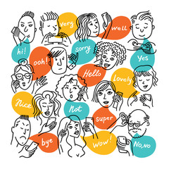 people_telephone/People talking on the phone, take a selfie, write a message.