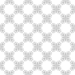 Black floral seamless pattern on white background