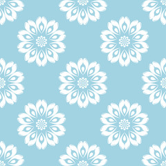 Blue and white floral seamless pattern