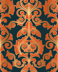 Golden ornate seamless decorative pattern