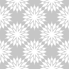 White floral seamless pattern on gray background
