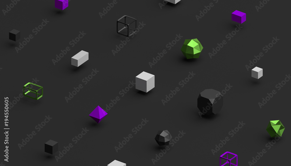 Aufkleber abstract 3d rendering of geometric shapes. computer generated minimalistic background with cubes. mo