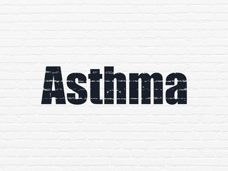 Medicine concept: Painted black text Asthma on White Brick wall background