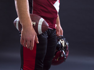 closeup American Football Player isolated on gray