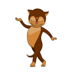 Beautiful brown cat dancing Indian dance on white background.