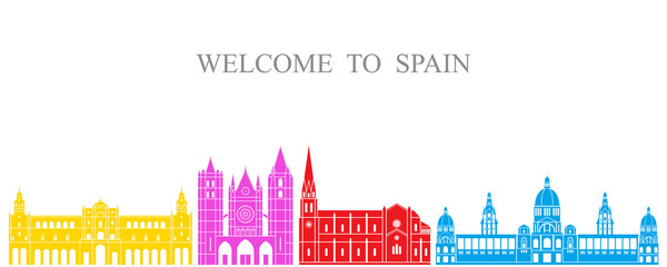 Obraz premium Spain set. Isolated Spain architecture on white background
