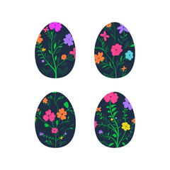 Floral pattern. Easter eggs. Traditional painted food for religious holiday