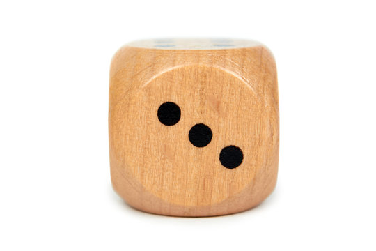 Wooden dice isolated on white background, Macro image