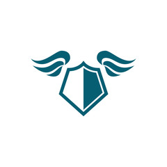 shield with wing logo design, shield with wing icon, logo design template, symbol for company