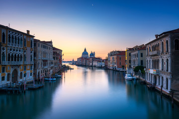 Naklejka na ściany i meble Venice grand canal, Santa Maria della Salute church landmark at sunrise. Italy
