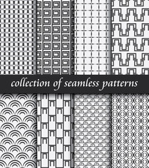 Fototapeta premium Set of art deco seamless patterns. Stylish modern textures. abstract backgrounds