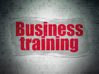 Learning concept: Painted red text Business Training on Digital Data Paper background with   Tag Cloud