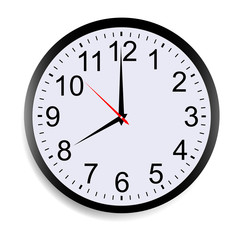 Round clock face showing eight o'clock isolated on white background. Vector illustration