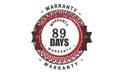 89 days warranty icon vintage rubber stamp guarantee