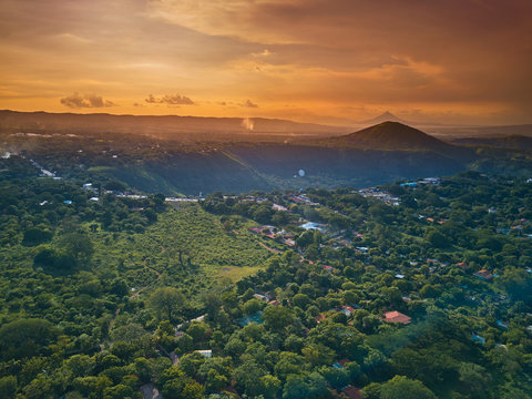Nicaragua landscape at sunset time
