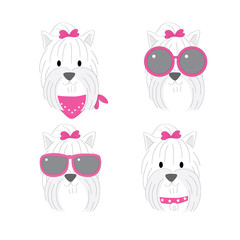Cartoon cute fashion Yorkshire Terrier vector.