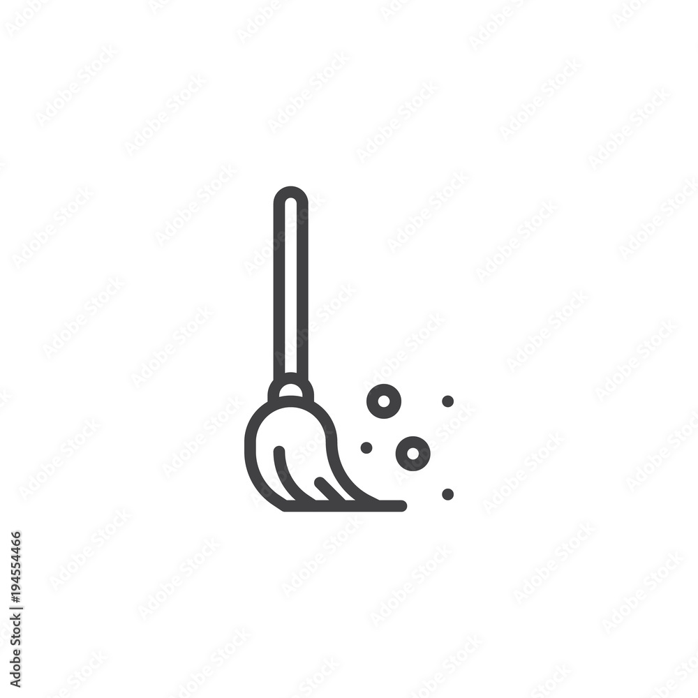 Poster broom outline icon. linear style sign for mobile concept and web design. sweeping broom simple line 