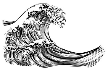 Naklejki  Grawerowanie w stylu japońskim Great Wave