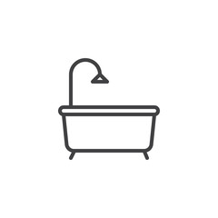 Bath outline icon. linear style sign for mobile concept and web design. Bathtub simple line vector icon. Symbol, logo illustration. Pixel perfect vector graphics