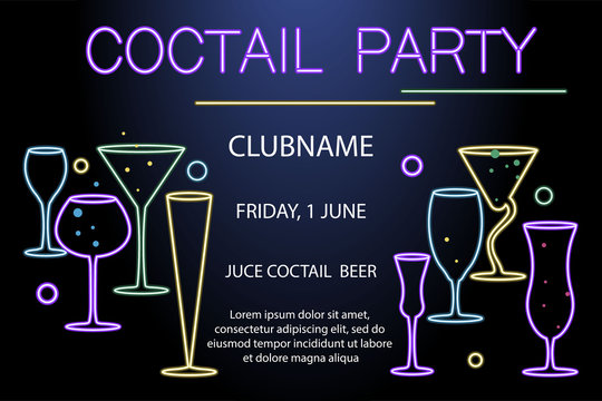 Flyer for night cocktail party